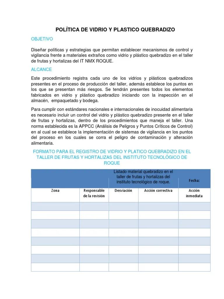 politica de vidrio y plastico quebradizo - Qué es vidrio plástico