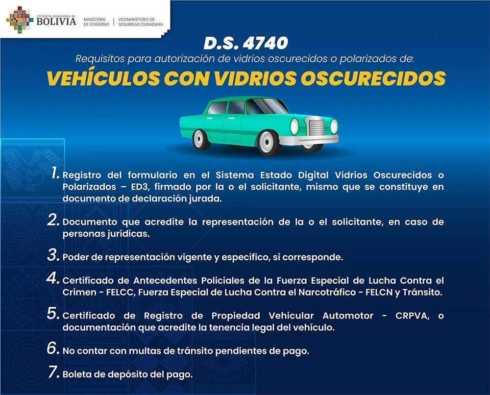 como sacar permiso para vidrios polarizados bolivia - Qué pasó con la ley de vidrios polarizados en Bolivia