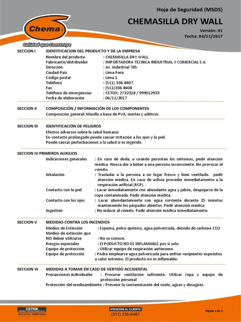 msds fibra de vidrio - Qué productos llevan MSDS